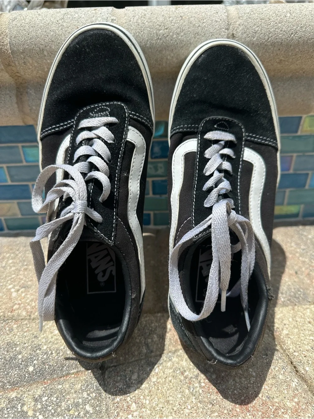 Vans Old Skool Low-Top Skate Shoes (Black and White)